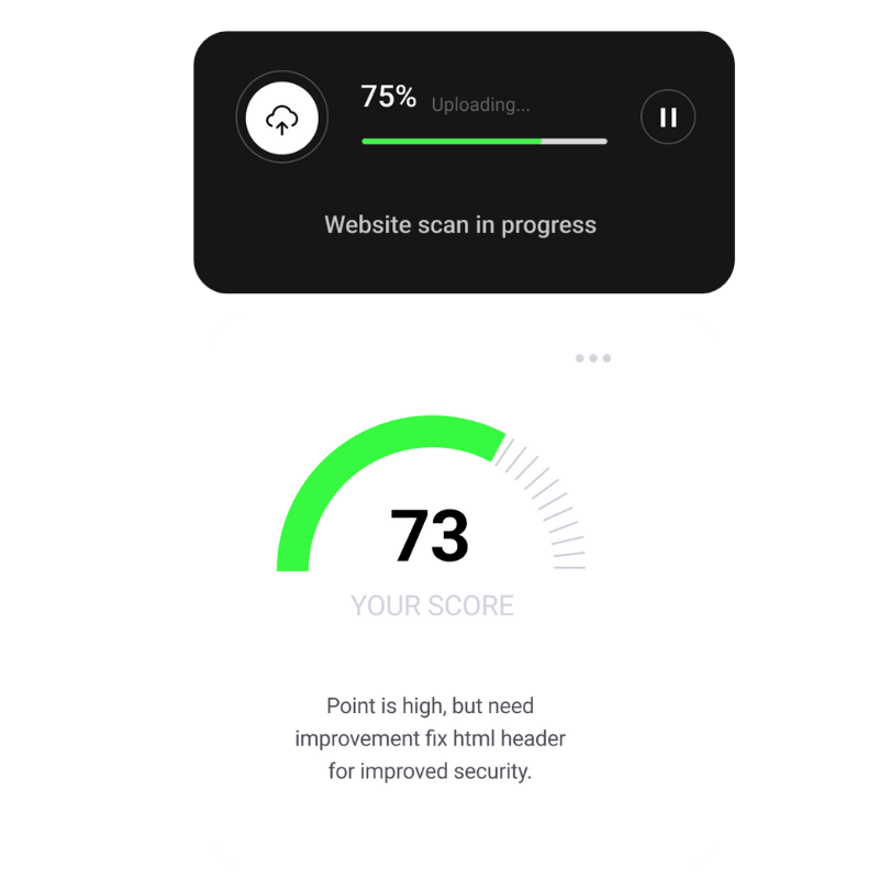 A screen displaying the progress of a website scan for protection purposes.