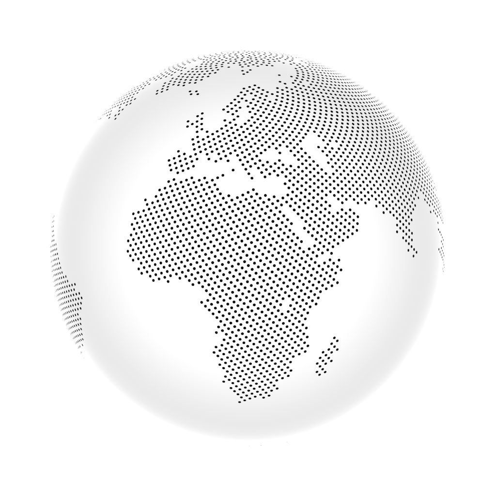 Black and white dotted globe illustration showing Africa, parts of Europe, and Asia within a circular frame, perfect for adding visual interest to your WordPress site's maintenance page.