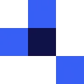 A pattern of blue and dark blue squares, reminiscent of an ecommerce interface, is arranged in a grid on a black background.