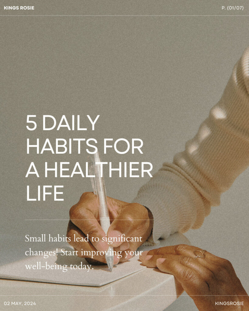 A person wearing a cream sweater writes in a notebook at a table, illustrating the concept of developing daily habits for a healthier life—essential practices for productivity in Ecommerce.