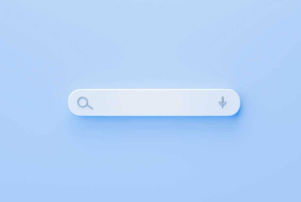 white bar search web search engine blue background 3d rendering